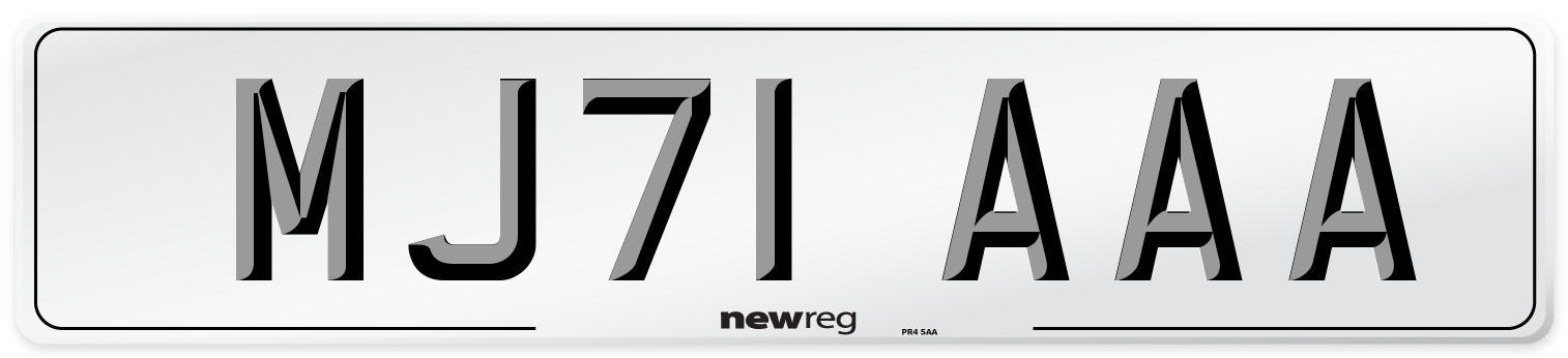 MJ71 AAA Number Plate from New Reg